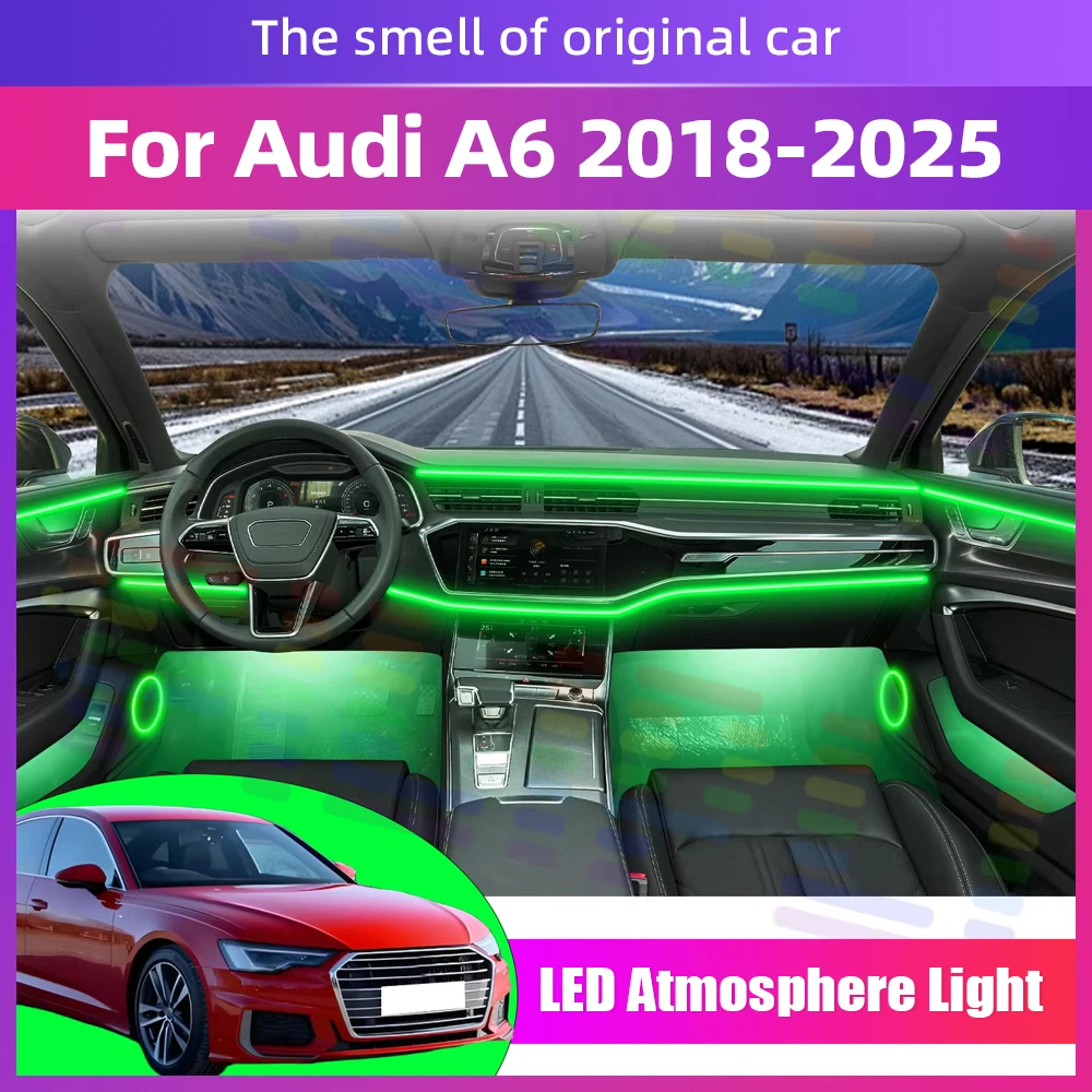 

For Audi A6 2018-2025 Car Interior Decoration LED Strip with Smooth 64Color Transitions Lighting Effects for a Relaxing Drive