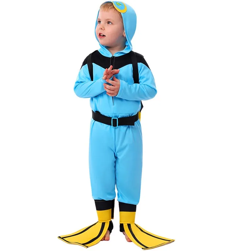 Kids Girls Diving Suit Long Sleeve Jumpsuit For Halloween Carnival Christmas Party Professional Role-playing Costume
