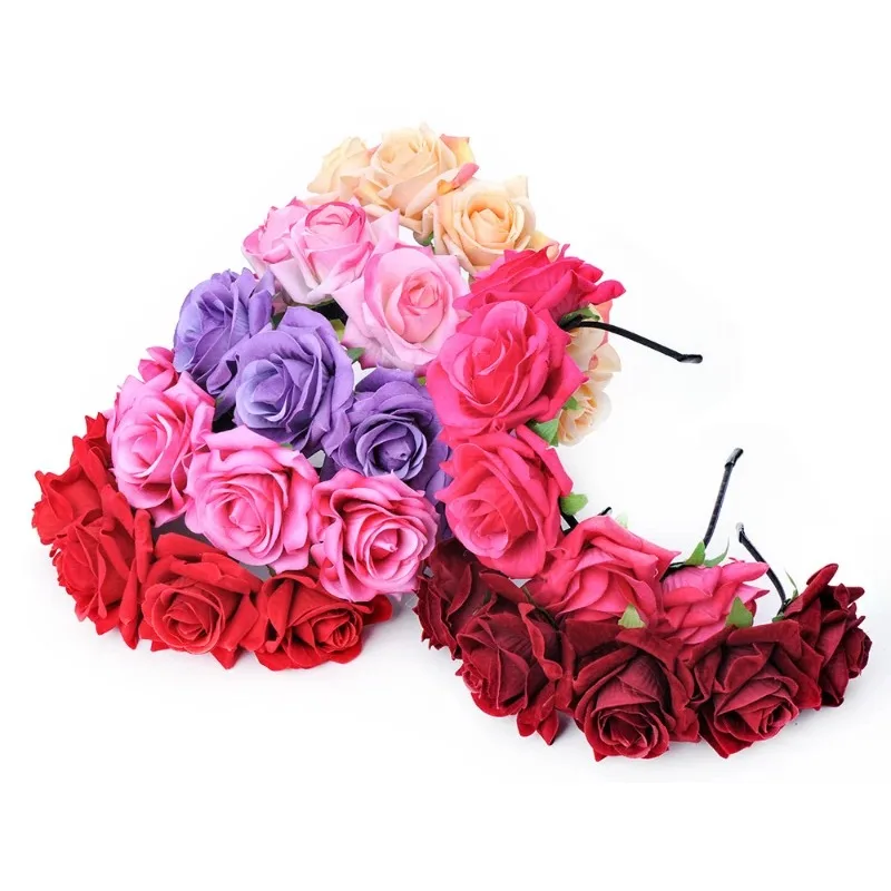 7cm single-sided velvet fabric rose head simulation flower hair hoop wreath headdress eternal Flower Headband