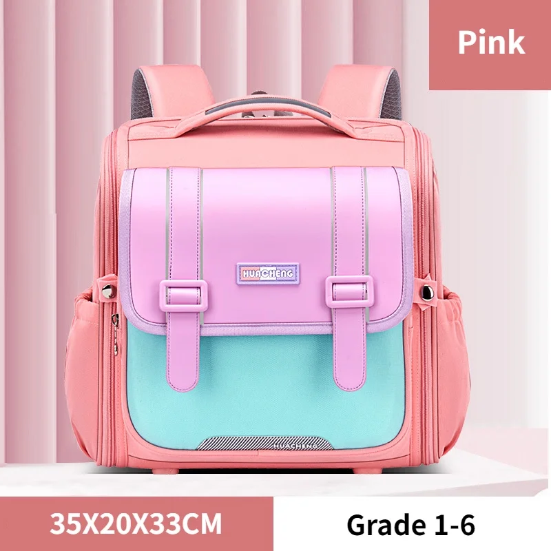 Primary Grade 1-6 Children British Style Horizontal Backpacks for Student New Girl Boy Oxford Fashion Large Schoolbags with Belt