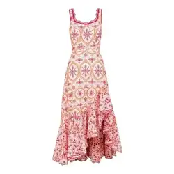 JAMERARY Women Embroidery Dresses Midi Cotton Fishtail Mermaid Prom Long Dress Female Party Night 2023 Summer New Beach Sundress