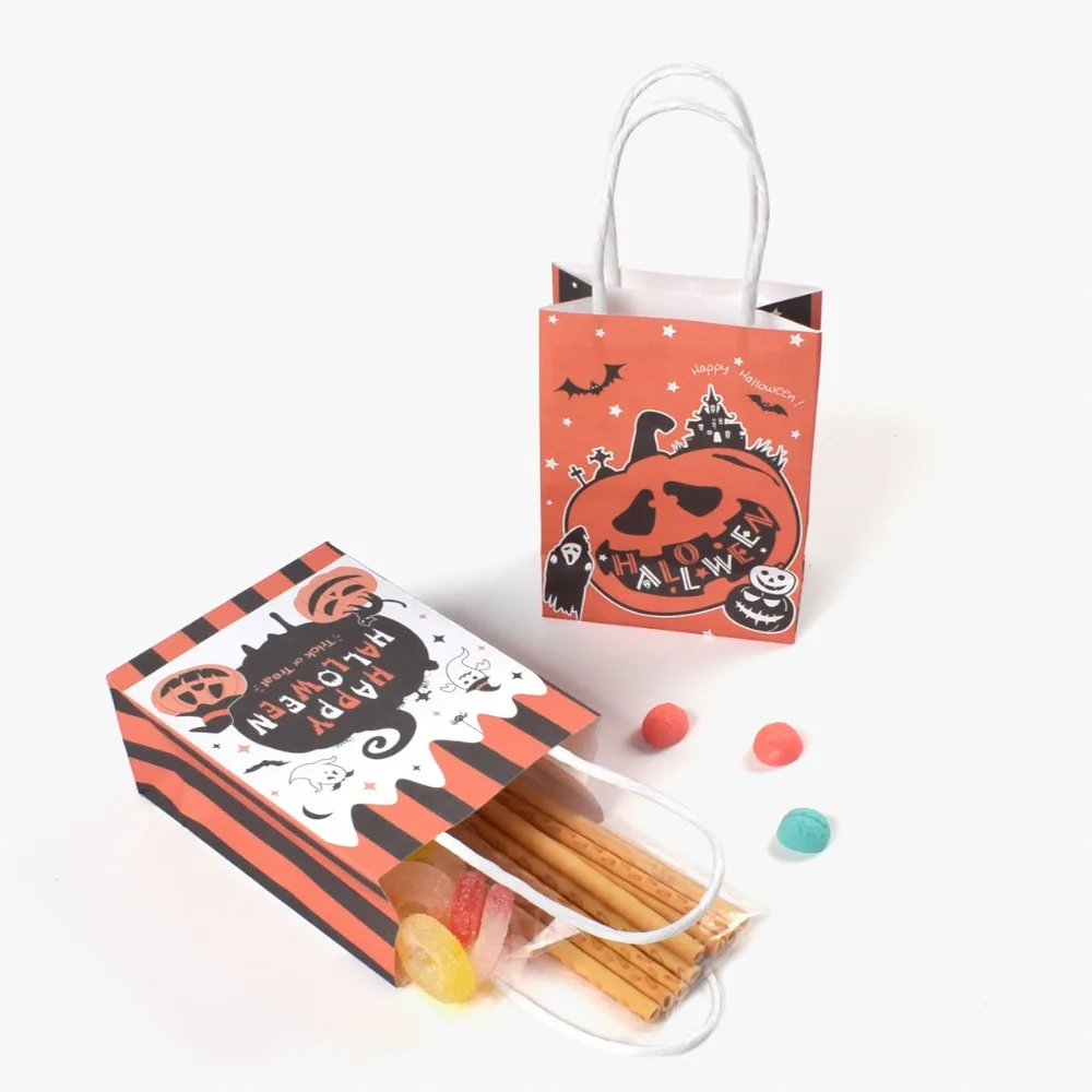 10szt Halloween Candy Paper Bag Mini Colorful Halloween Theme Party Favor Cookies Chocolate Mini Paper Bag