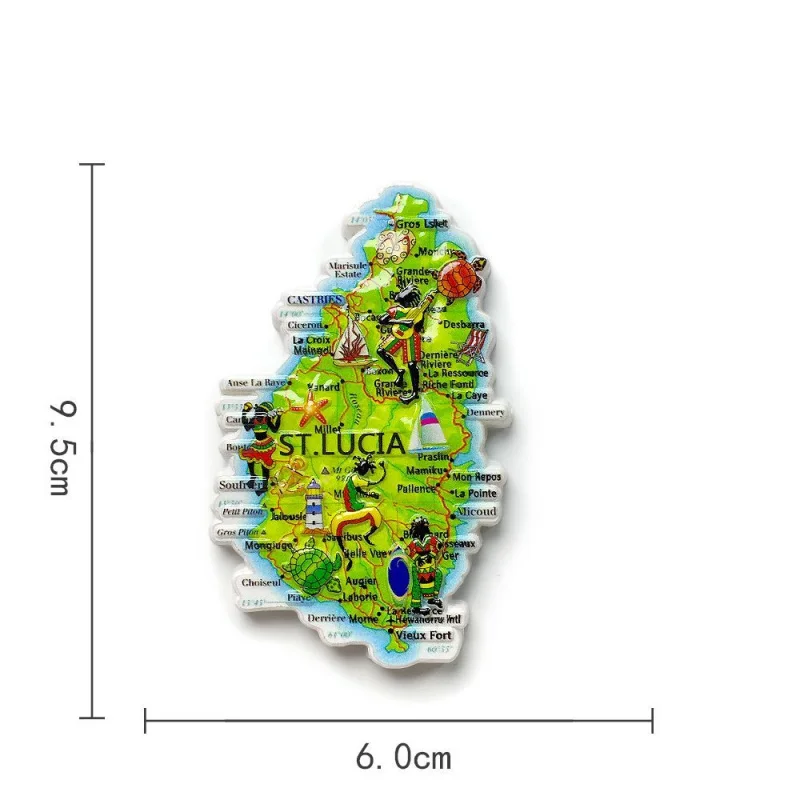 

Saint Lucia Fun Map High-end Refrigerator Magnet Travel Souvenir Home Exquisite Decoration Gift