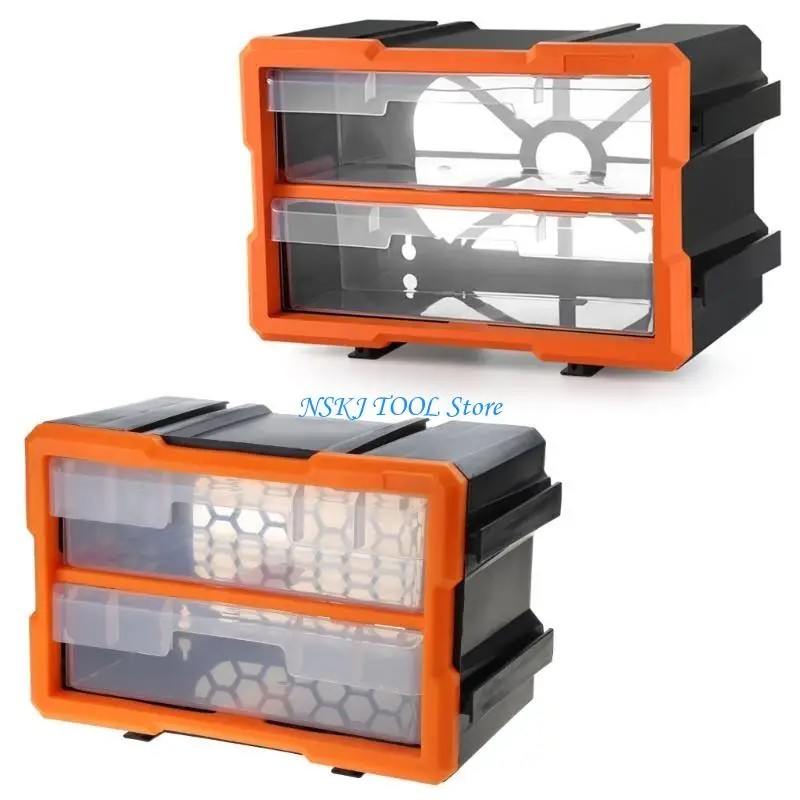 L8RC 7.87x11.81x6.5 "صندوق أدوات مقصورة متعدد الخلايا برتقالي وأسود للأجزاء الصغيرة