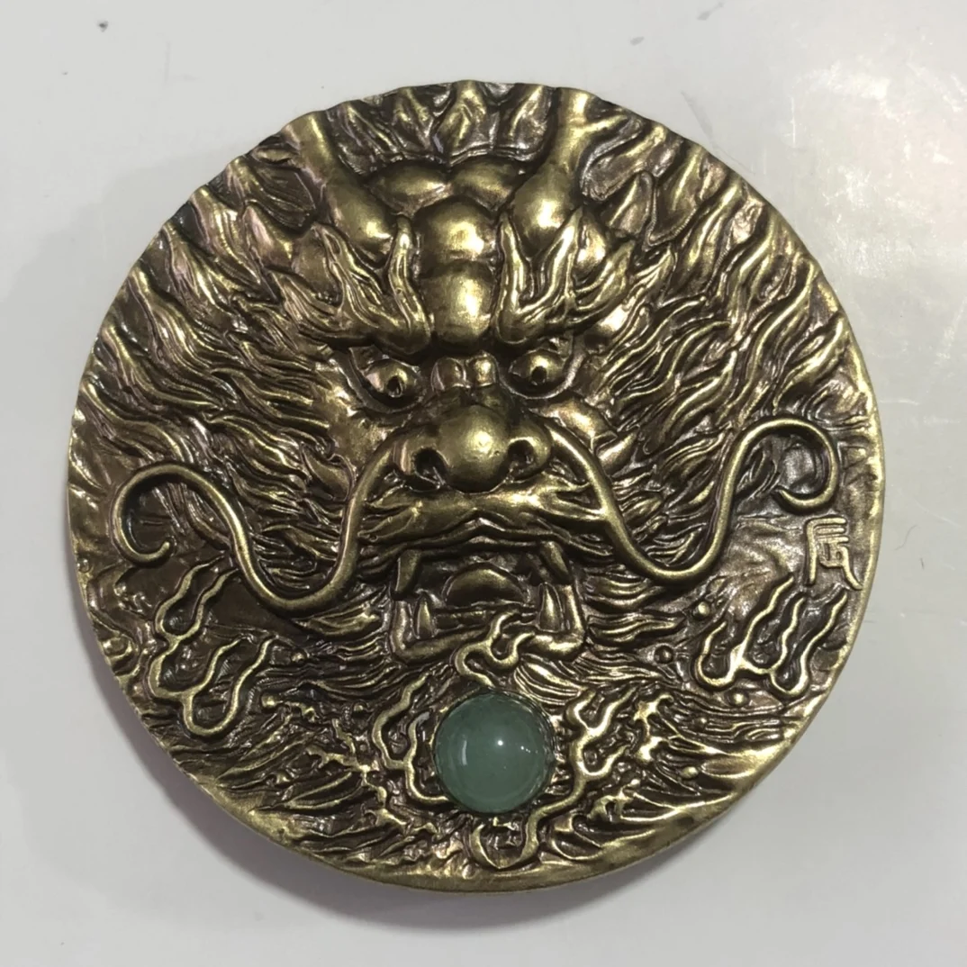 

Retro Pure Copper Zodiac Dragon Pattern Commemorative Coins Chapter Home Handicraft Exquisite Collection Fine Workmanship