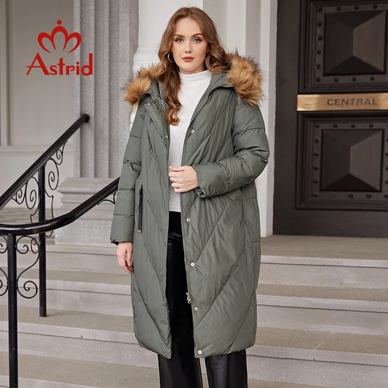 Astrid Winter Jacket Women 2022 Real Fox Fur Oversize Quilted Coat Long Fashion Hooded Thick Warm Women\'s Parka Female Clothing