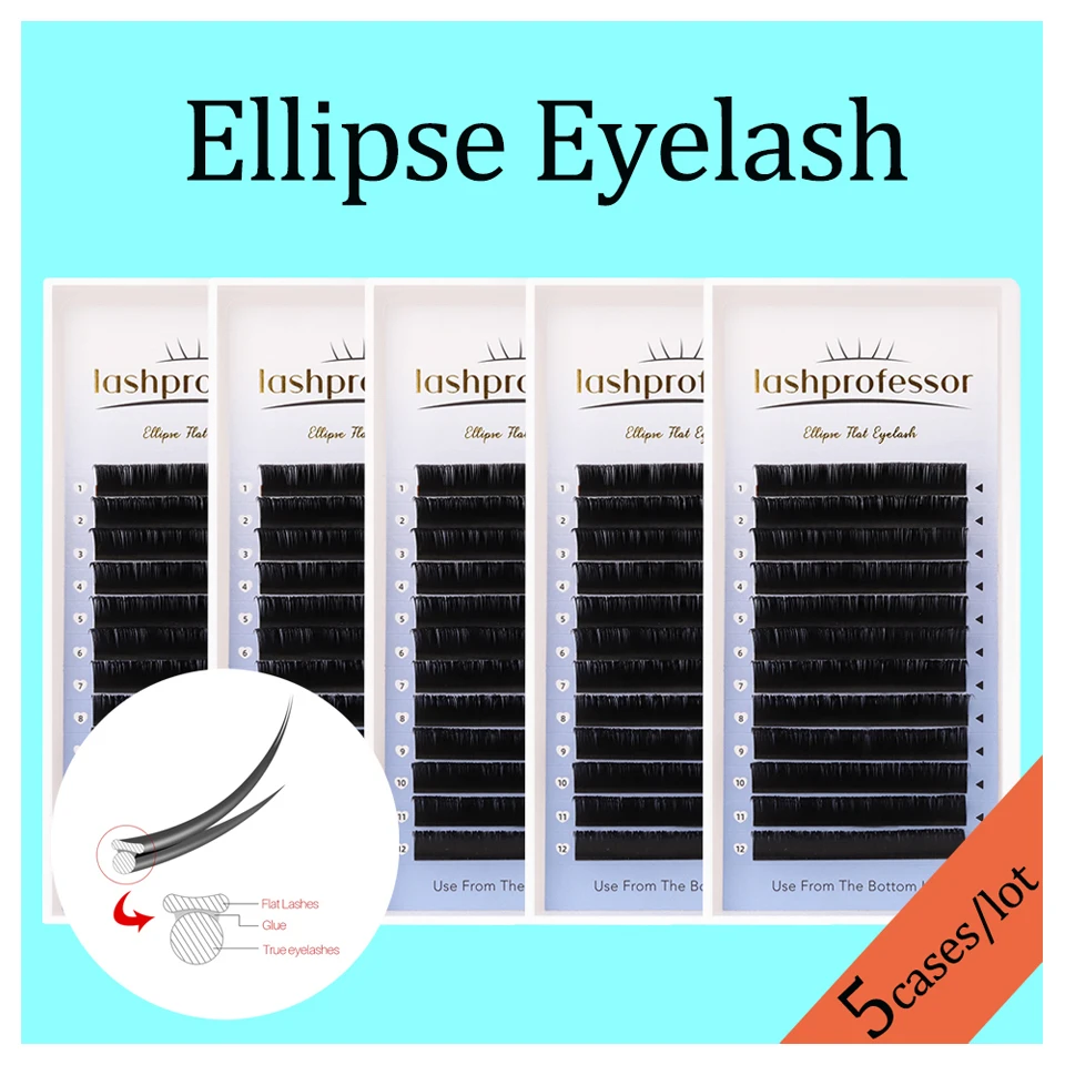 Lashprofessor 12 Rows Double Tips Flat False Eyelash Extension Professional and Personnel Lashes Makeup Tools Ellipse Supplies