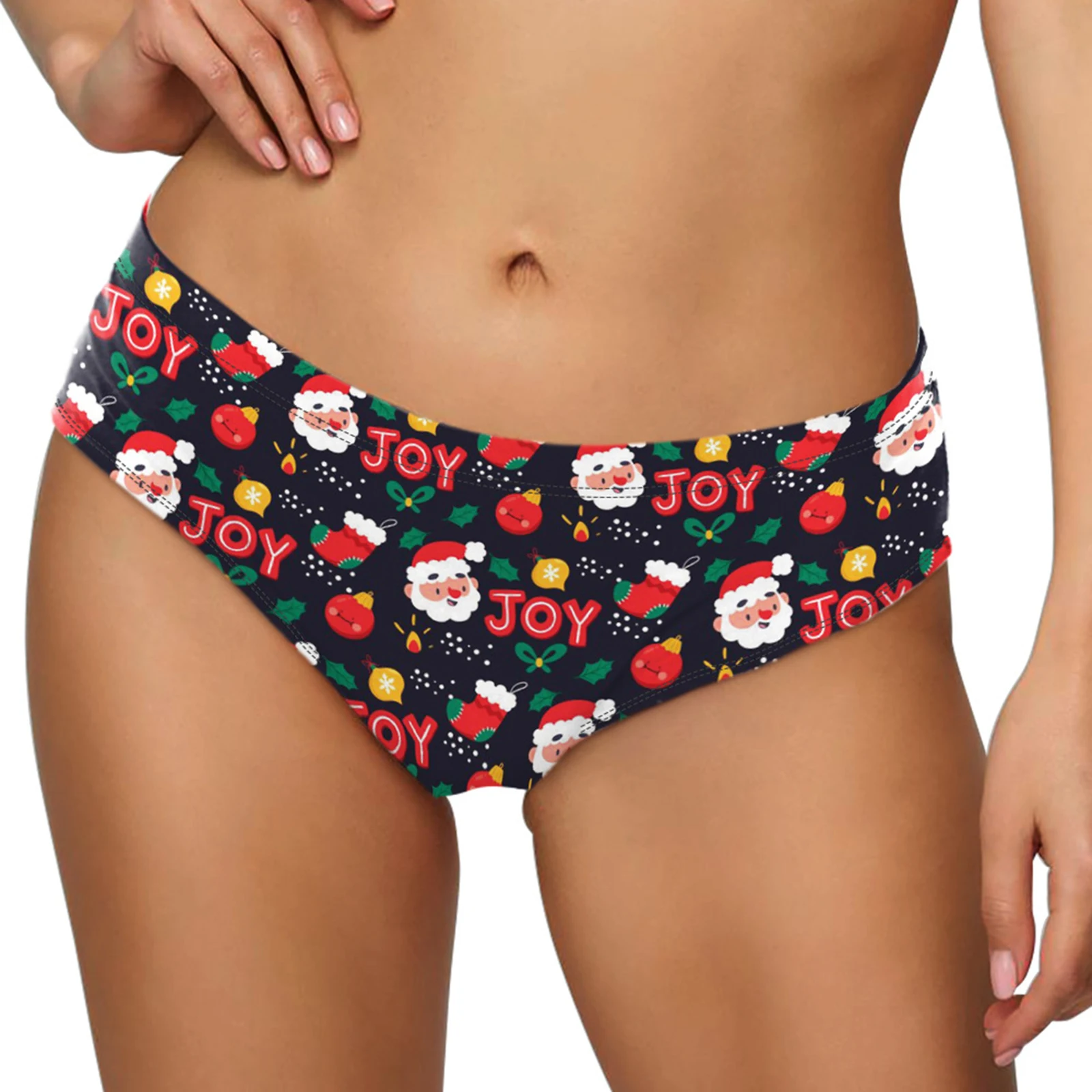 

Women Christmas Santa Claus Snowman Printed Briefs Underpants Low Rise Elastic Waistband Panties Funny Underwear Christmas Gifts