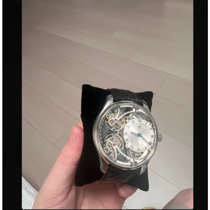 Forward and reverse Double Tourbillon Flying Suspension Watch Men's Luminous Mechanical Watch Steel