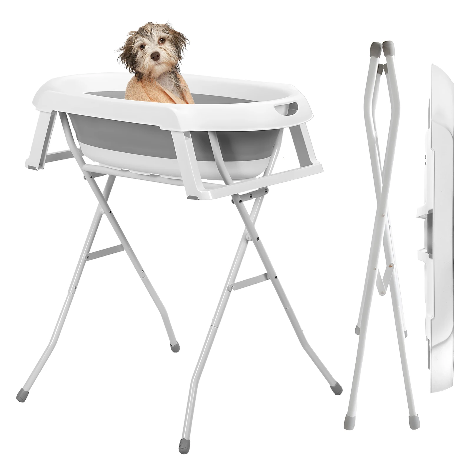 

Dog Bathing Tub Folding Dog Washing Tub 2 in 1 Shower Bathtub, Portable Bathing Station,Support Folding Bathtub All-In-One