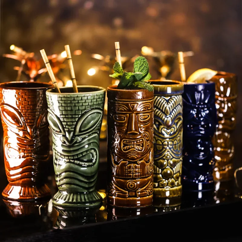 2023 Creative American Cocktail Glass Ceramic Cup, Creative Personality Pirate Cocktail Tiki Cup Bar Special Wine Cup