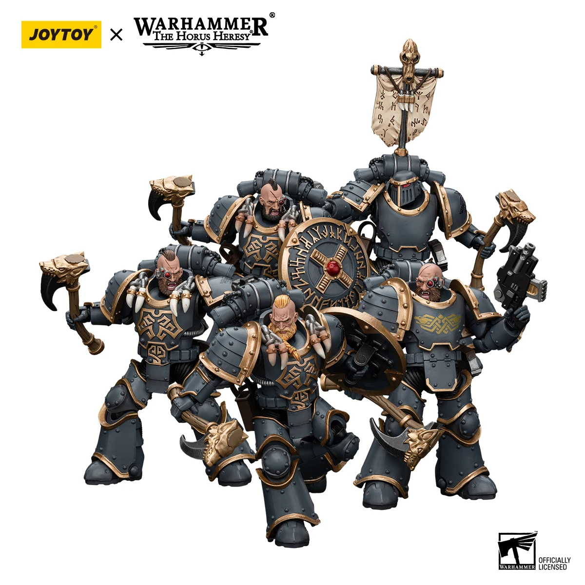 JOYTOY Warhammer 40k 1/18 Action Figures Anime 12cm Space Wolves Grey Slayer Pack