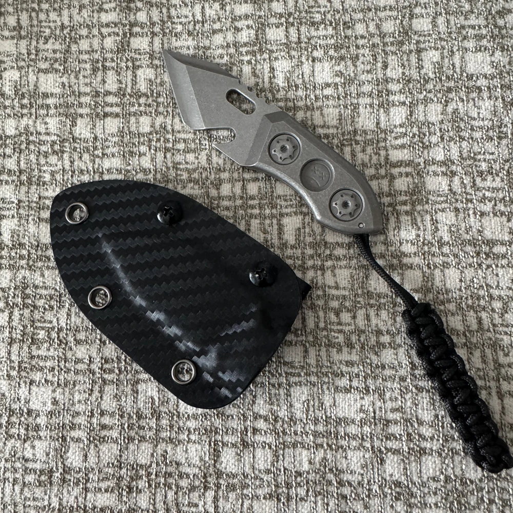 Titanium Alloy DC53 Crowbar with Carbon Fiber Sheath Bottle Opener Outdoor Multifunction EDC Tools