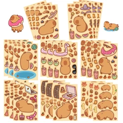 8PCS Capybara Stickers Vinyl Waterproof Cute Cartoon Make Your Own Animals Stickers Craft DIY Face Stickers Toys Party Favors