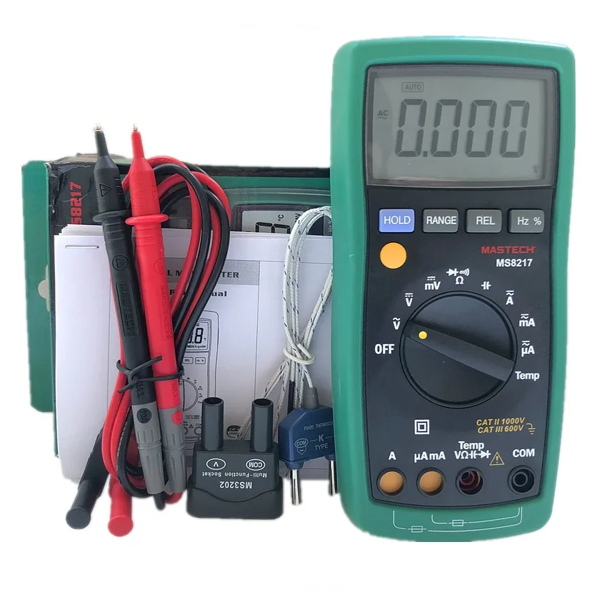 Mastech MS8217 Digital Multimeter Meter AC/DC Voltage AC/DC Current Resistance Capacitance Tester with Temperature Measurement