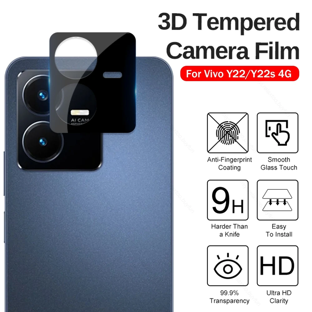 Защитная крышка объектива задней камеры 3D для Vivo Y22 Y22s Y 22s 22s 4G 2022, защитное стекло заднего объектива на Vivoy22 V2206 V2207 6,55 дюйма