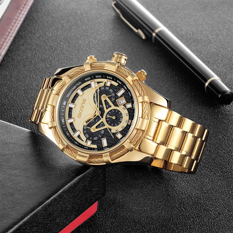 Multi functional new steel strip men's watch trendy business waterproof calendar luminous quartz sports watch