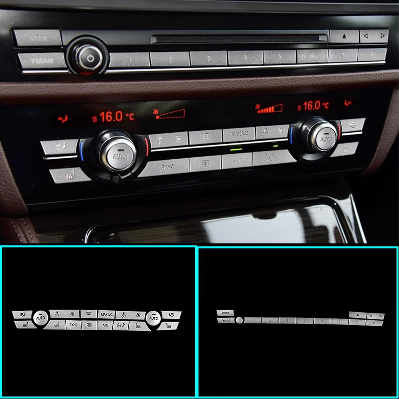 

For BMW 5 Series 520i 525i 528 530i 2013-2017 Stainless Steel Central Control Air Conditioner CD Button Stickers Car Accessories