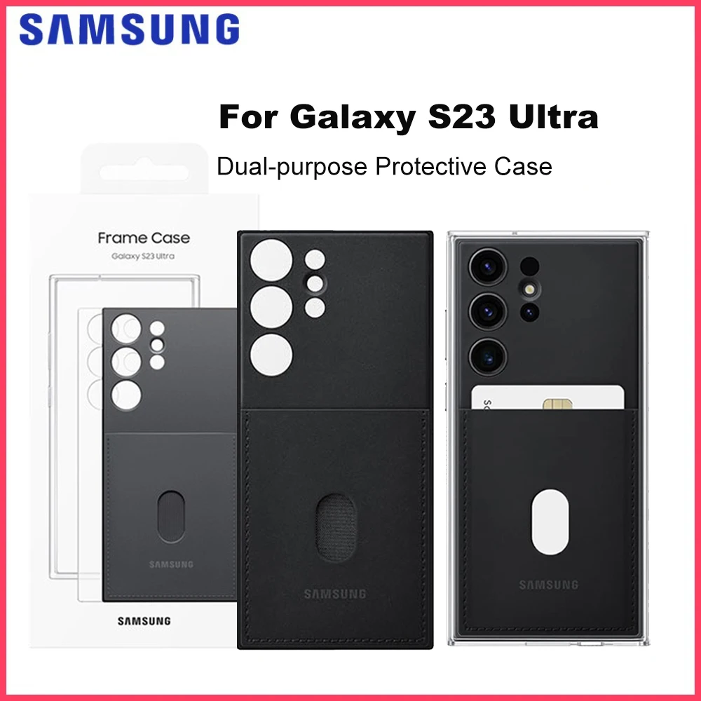 Original Samsung Galaxy S23 Ultra Frame Case EF-MS918 Slim Dual Look Card Slot Phone case for Galaxy S23Ultra Black