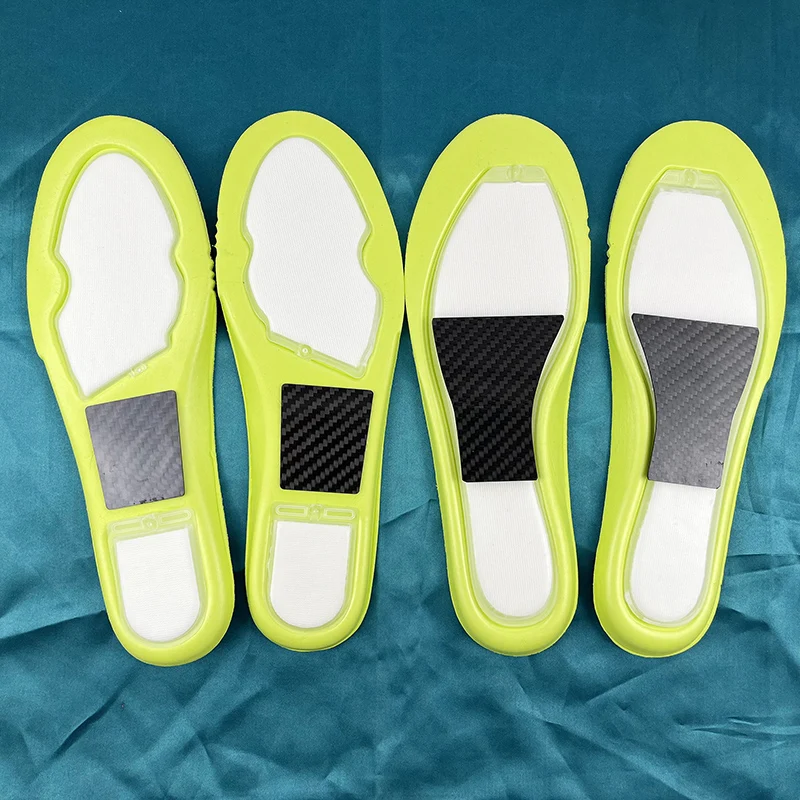 Full-Palm Carbon Fiber Zoom Air Cushion Insole Sportive Elastic PORON Shock Absorption Men's Ice Cream Shoe Pad Accessories
