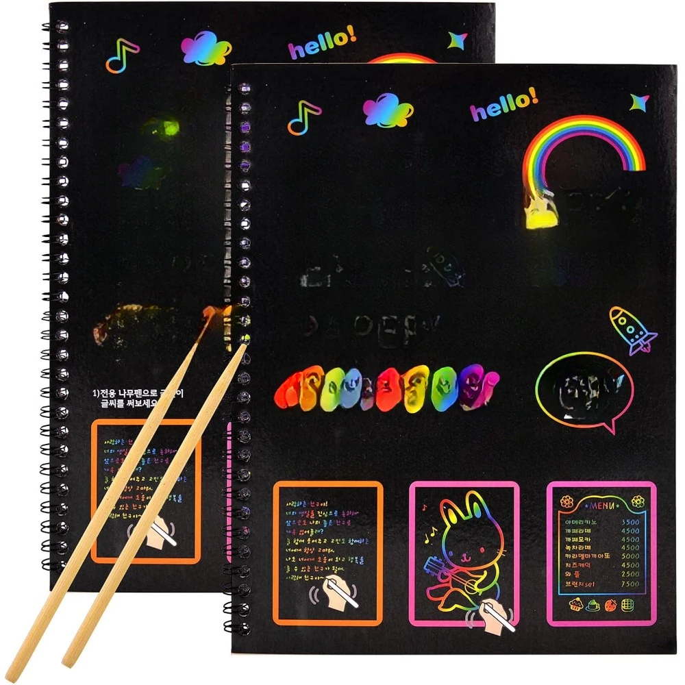 

Children's scratch art book, of rainbow magic scratch paper black scratch it from art and craft note board table