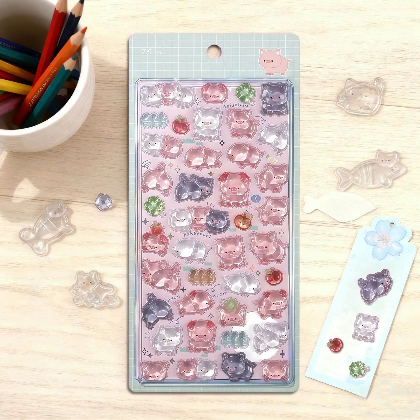 ثلاثية الأبعاد الإغاثة كريستال القط/خنزير الأطفال ملصقات الحيوان موضوع الراتنج الشارات لطيف الكرتون لتقوم بها بنفسك جراب هاتف ثلاثية الأبعاد الراتنج الصب ملصق #4