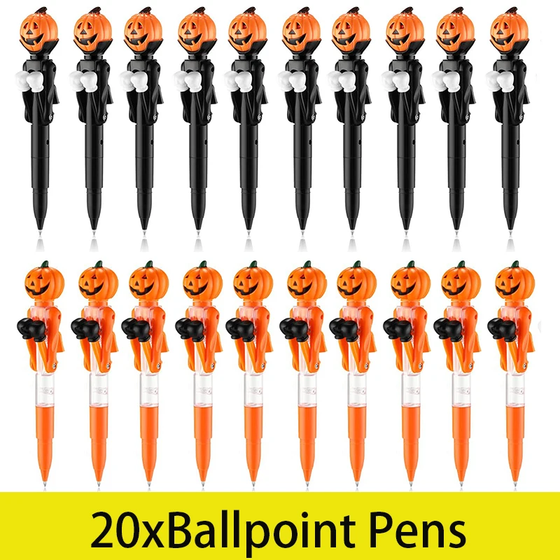 

20Pcs Halloween Cute Pumpkin Boxing Pen Ball Point Pen with Light Pressure Relief Toy Pen Halloween Gift Children's Prize