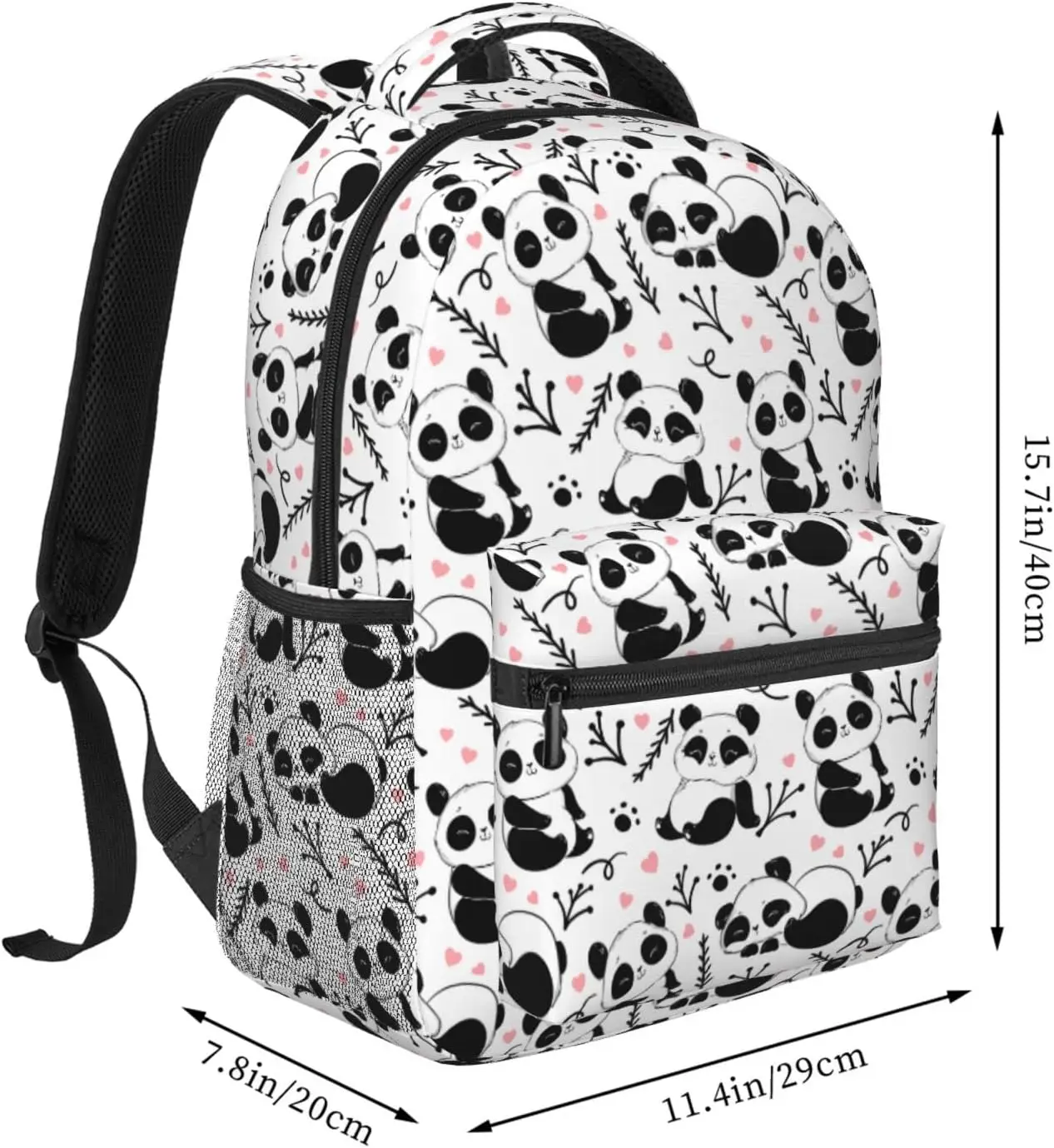 Cute Cartoon Panda Large Backpack for Men Women Personalized Laptop Tablet Travel Daypacks Shoulder Bag