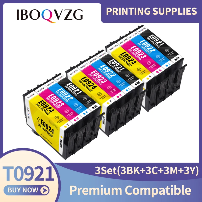 IBOQVZG T0921 Ink Cartridge For Epson 09XL T0921-4 T0922 T0923 T0924 Stylus Stylus CX4300 C91 T26 T27 TX106 TX109 TX117 Printer
