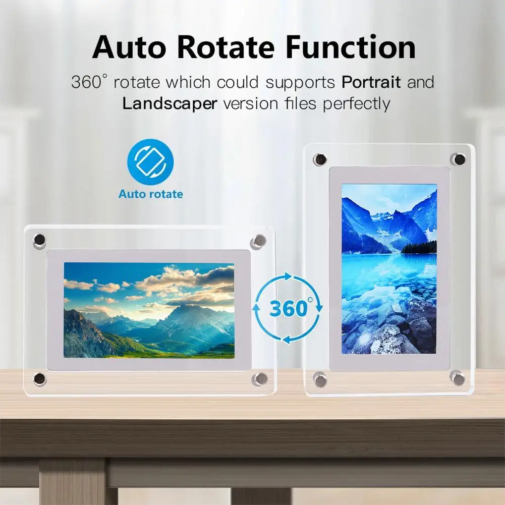 Acrylic Digital Photo Frame 5 Inch 1200mAh Vertical Display IPS Screen 4G Memory Battery Porta Retrato Digital