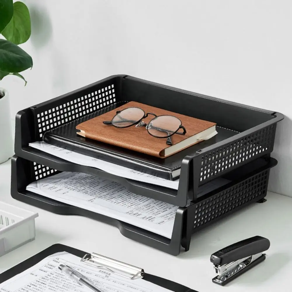 Fashion Desktop Organizer Stackable File Rack Papers Rack Laminated A4 File Storage Tray Plastic INS Style Certificates