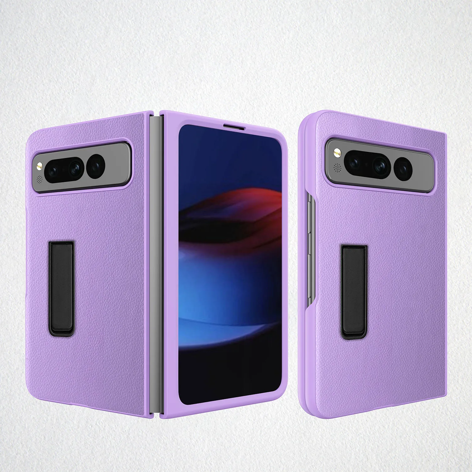 For Google Pixel Fold Case Leather Plain with Bracket Ultra-Thin Hard Cover Matte Protection Shockproof  Pixel Fold  Accessories