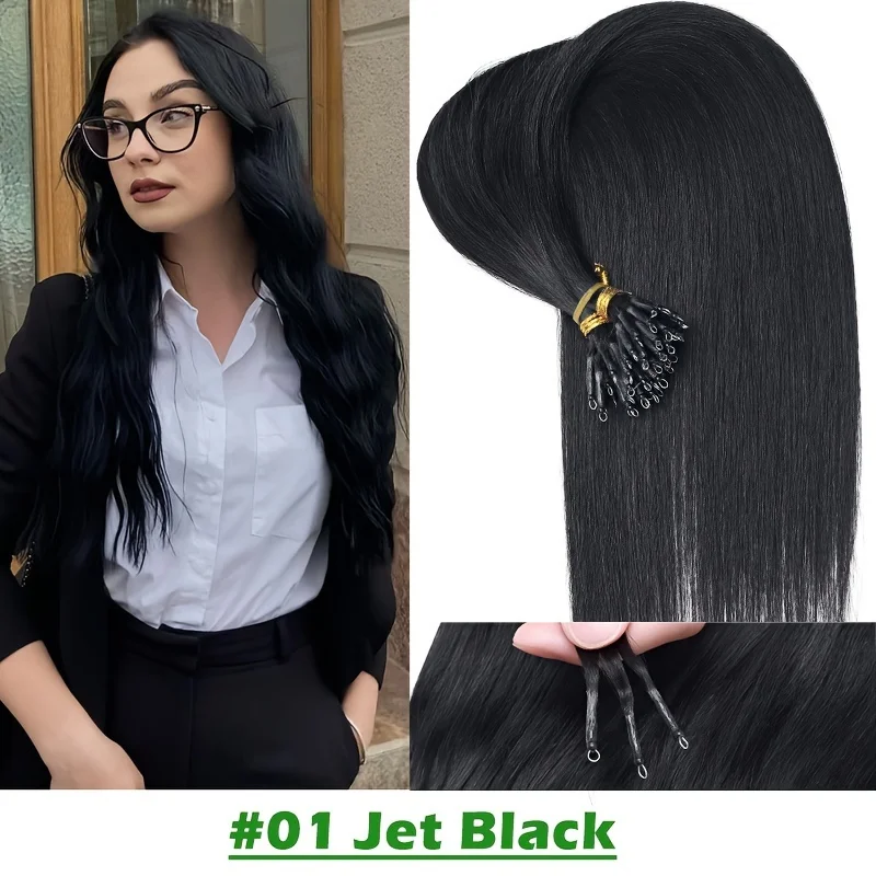 30 جرام نانو حبة وصلات شعر 100% الشعر البشري الطبيعي 12-20 بوصة نانو تلميح وصلات شعر شعر بشري حقيقي نانو حلقة الشعر 50 قطعة #2