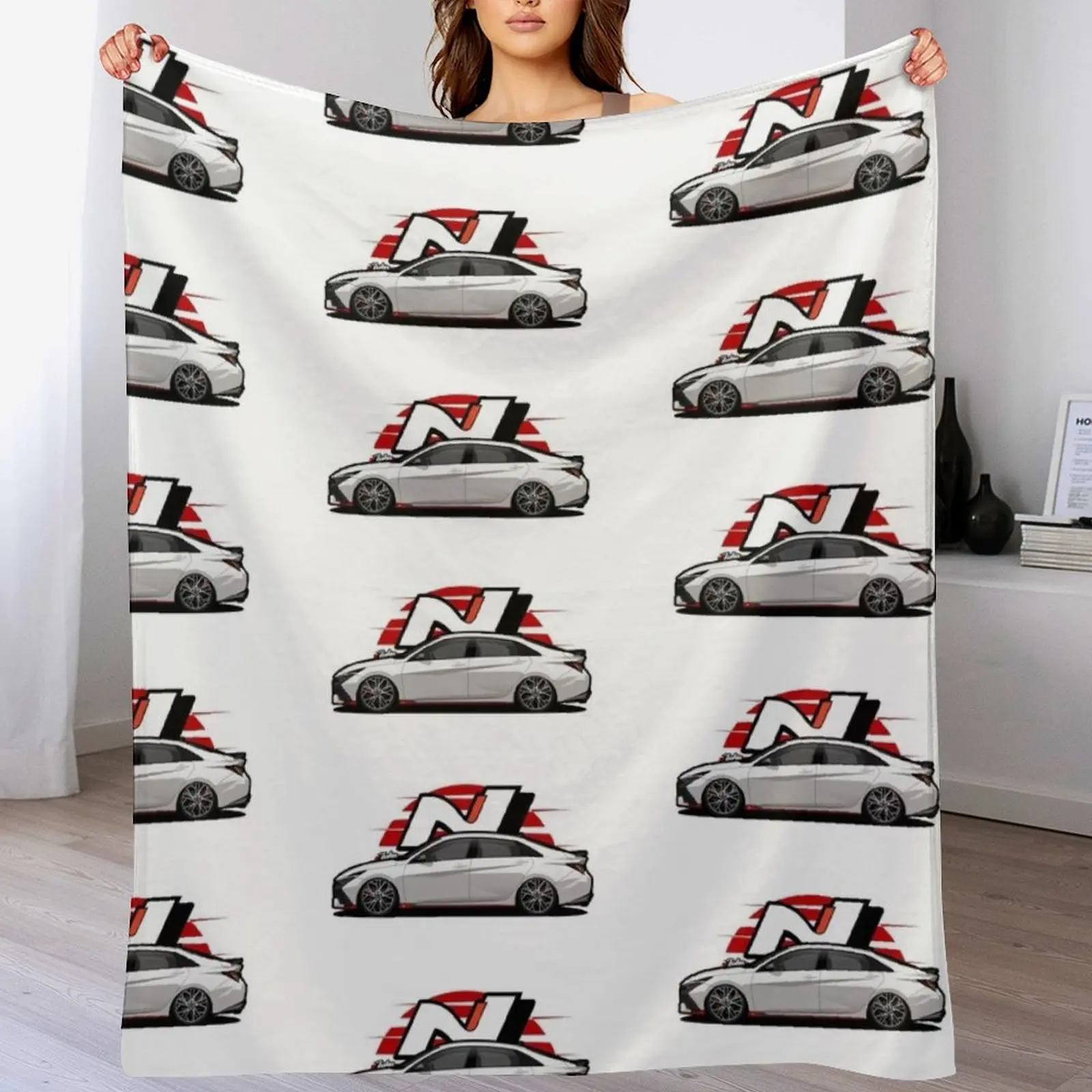 i30N Sedan/Elantra N Side View Throw Blanket Quilt Nap Decorative Sofas Blankets