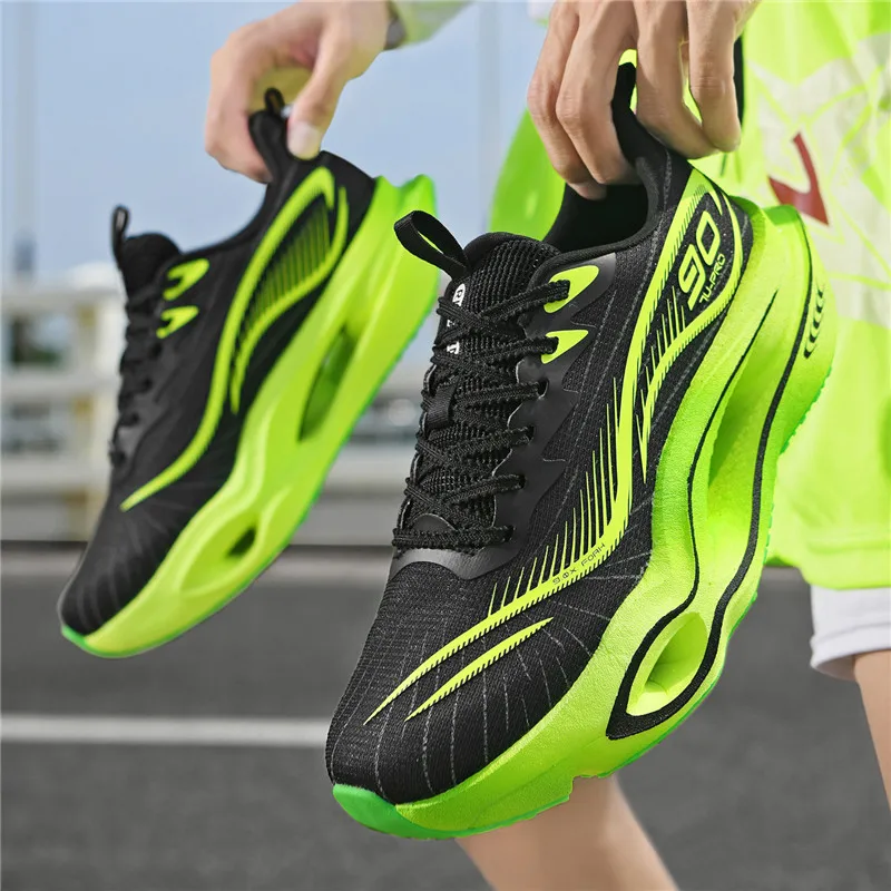 Herren-Freizeitsportschuhe, trendige, dämpfende Laufschuhe mit dicker Sohle, atmungsaktive, leichte Sportschuhe aus Mesh-Material, Laufschuhe mit hoher Dämpfung und weicher Sohle, rutschfest und abriebfest, für Jugendliche und Studenten. – Detail 17