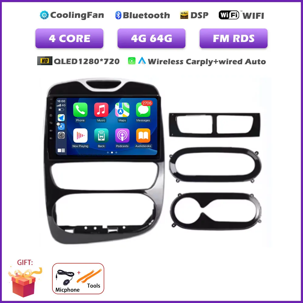 Voor Renault Clio 4 2012-2016 Carplay autoradio multimediaspeler Android 16 Auto WIFI GPS navigatie DSP stereo BT tools