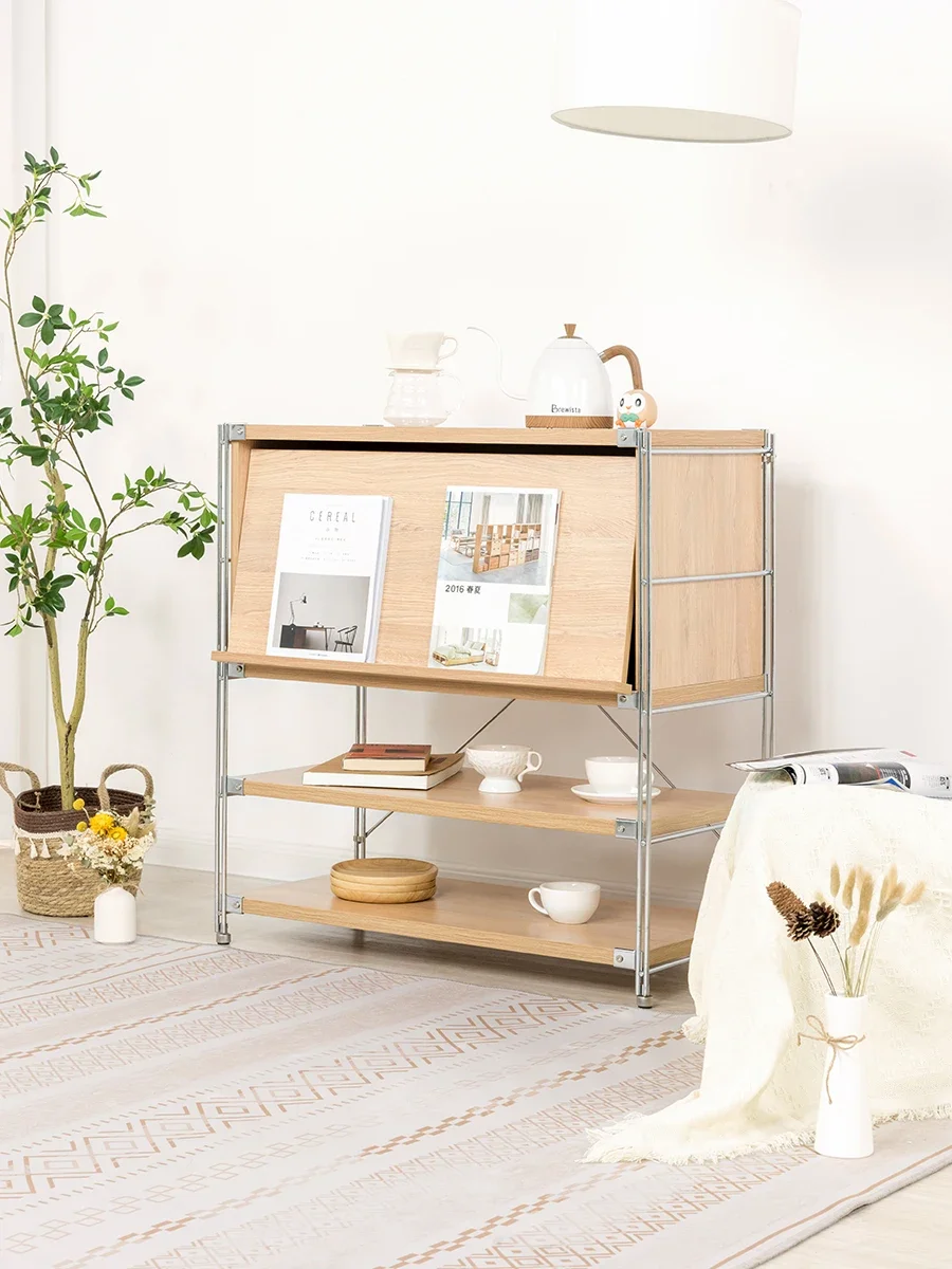 

Japanese minimalist magazine cabinet storage living room sofa side cabinet kitchen oven locker.