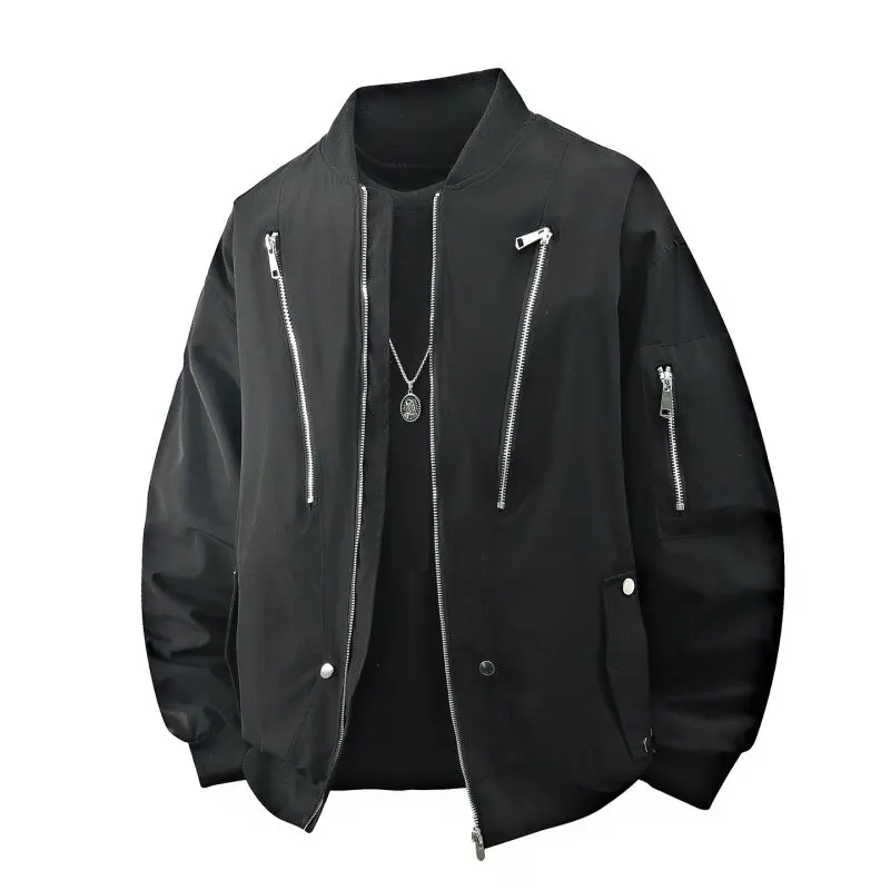 

Spring Autumn O-Neck Jackets Men Casual Loose Sports Outwear Coats Male Moto Biker Zipper Waterproof Breathable Couple Jacket