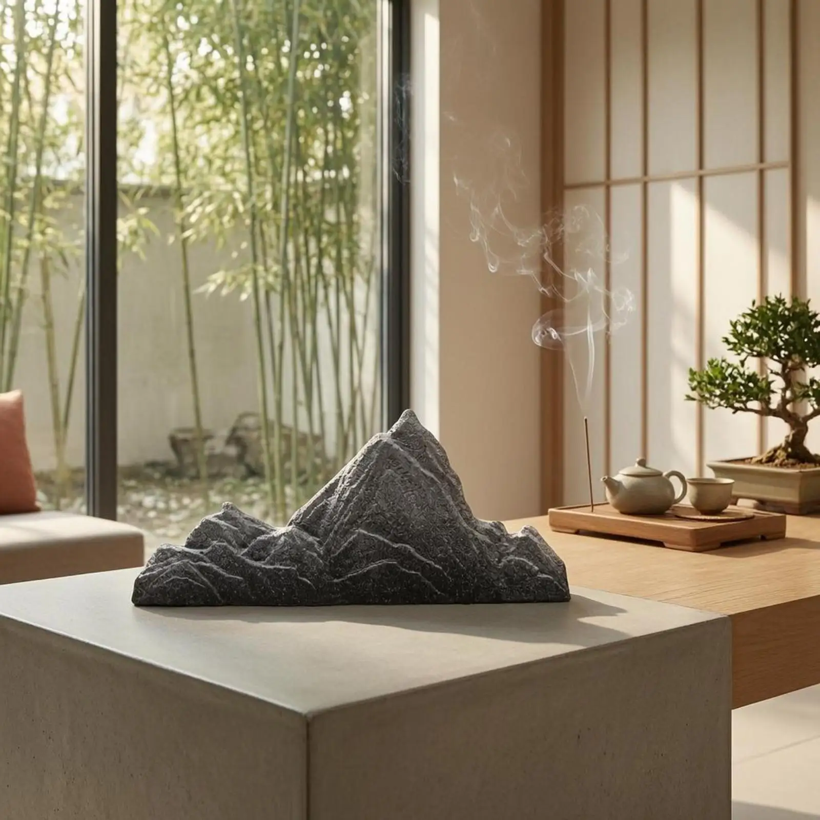 Artificial Rock Decor Sculpture Layered Mountain Peak Ornament for Entryway Table Display Resin Craft Nature Inspired Interior