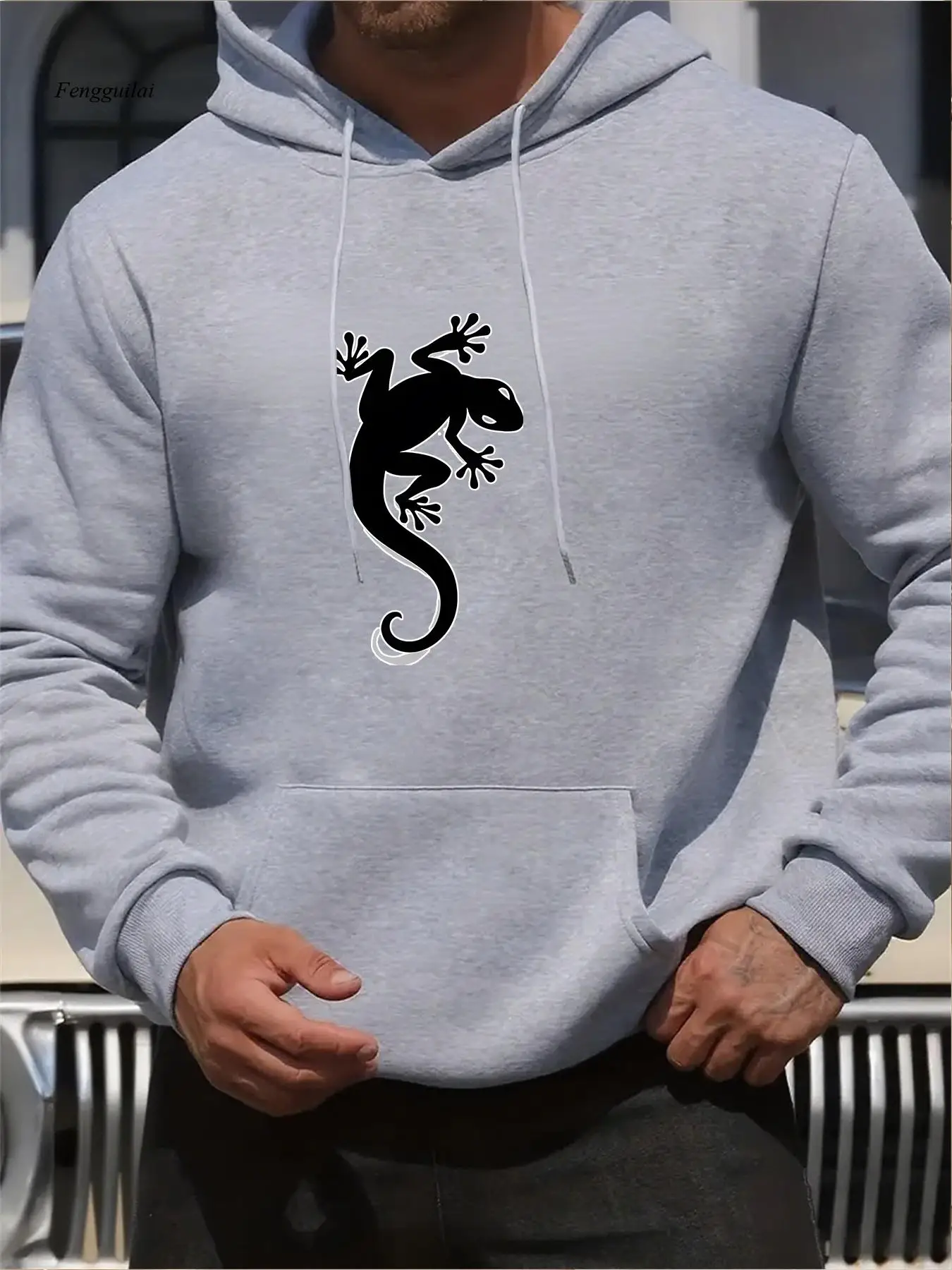 

Темно-синяя толстовка с капюшоном с рисунком ящерицы — уличный пуловер с принтом ящерицы, уютный теплый свитер с капюшоном для спортзала