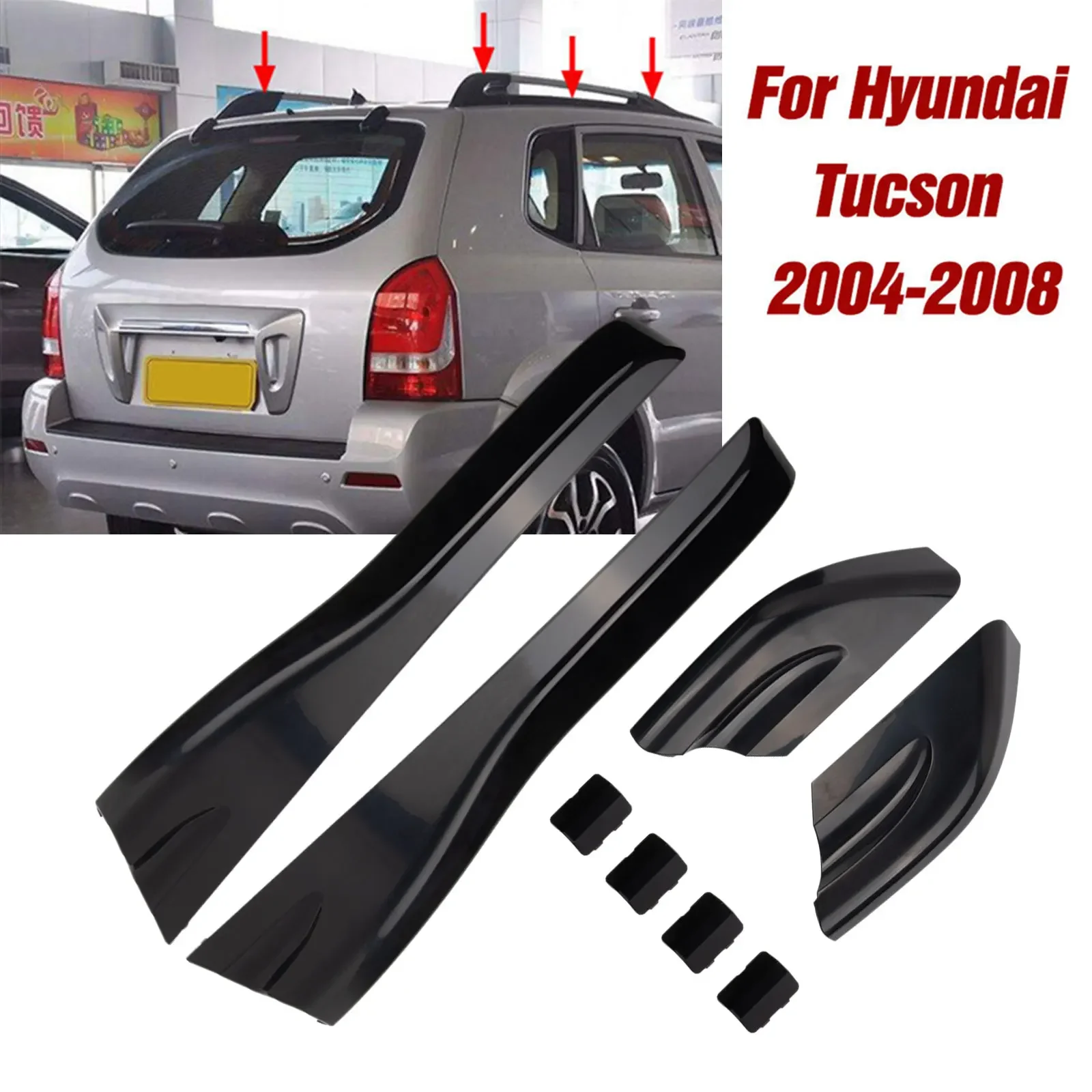 Upgrade Your For Hyundai Tucson 2004 2008 with Black Roof Rack Rail End Protective Covers Elevate Style and Functionality!