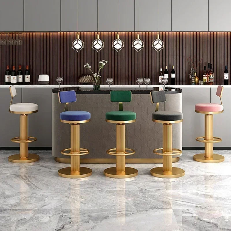 Make Up Office Bar Stools Luxury Accent Reception Accessories Bar Chairs Vanity Tall Gold Banqueta Garden Furniture Sets LJX35XP