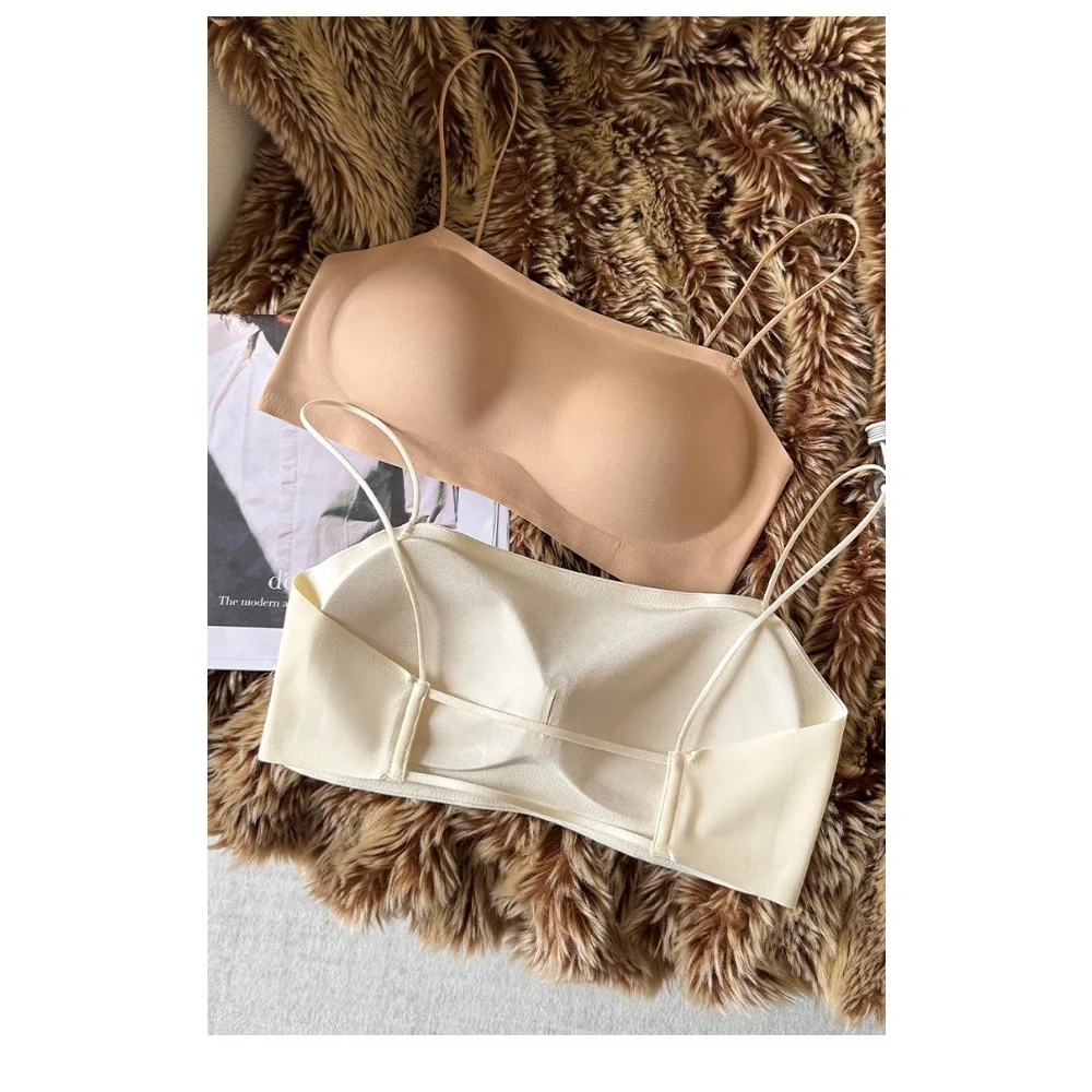 Invisible Foundation Skin Camisole Bra Thin Spaghetti Strap Beauty Back Wireless Padded Vest Women Inner Outer Wear Best Seller