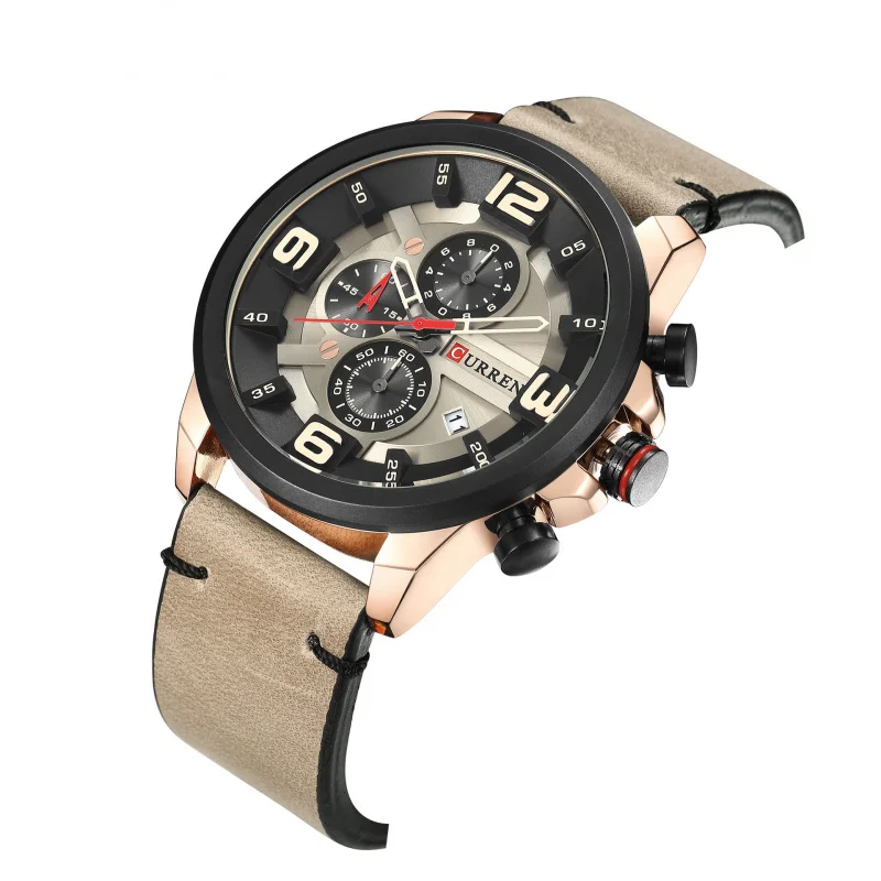 curren/Karien Neu Arrival8288Herrenuhr Wasserdichter Gürtel Quarzuhr Kalender Herrenuhr