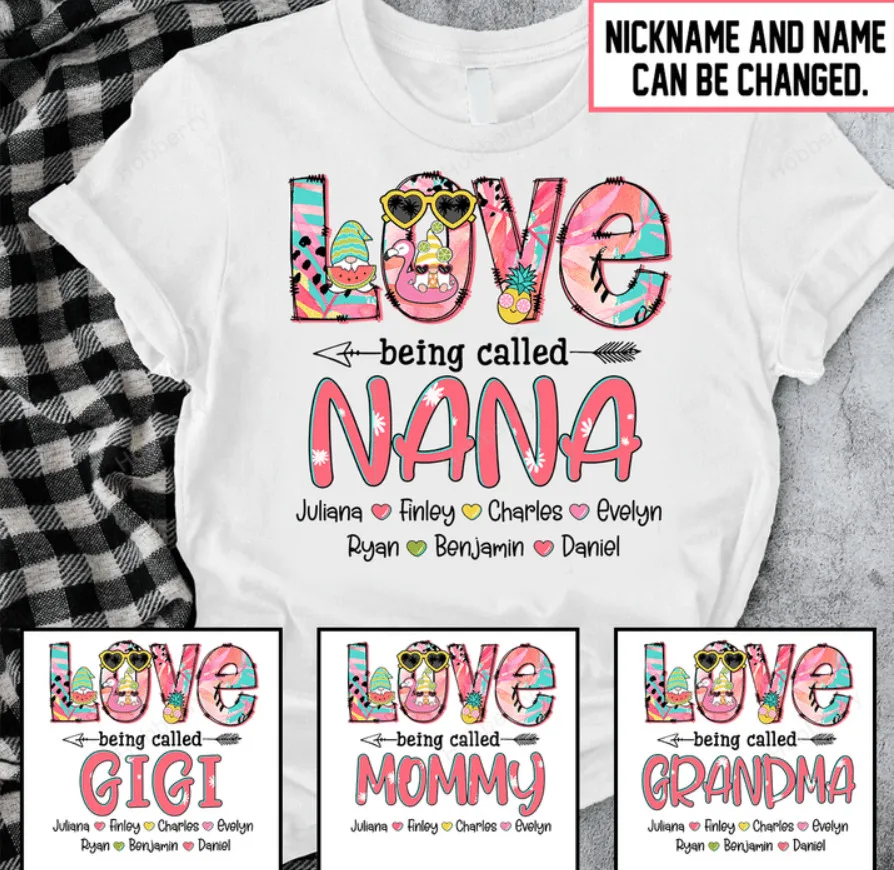 Personalized Summer Love Being Called Nana Grandma Shirt Mother Day Gift