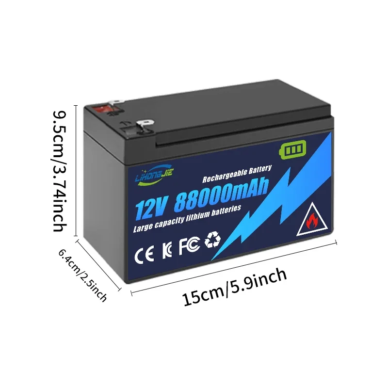 New original 12V 98Ah 128Ah 150Ah lithium battery pack with built-in BMS for solar boat  LED lamps 12.6V charger