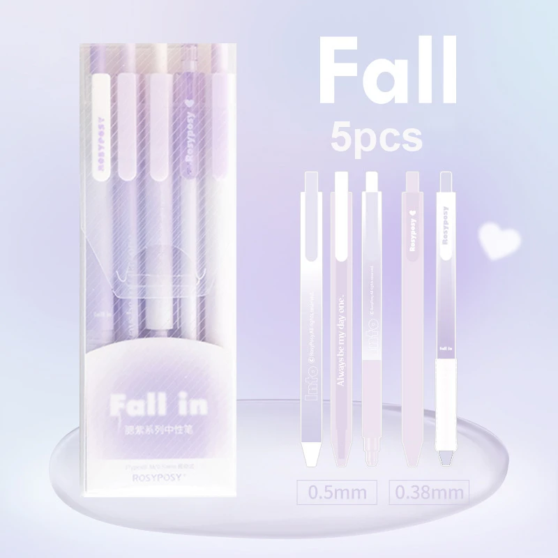 5Pcs Rosyposy Poeder Blusher Gel Pen Meisje Hart Druk Pen Goedkope Kawaii Briefpapier Kantoor Accessoires Pennen Voor Het Schrijven