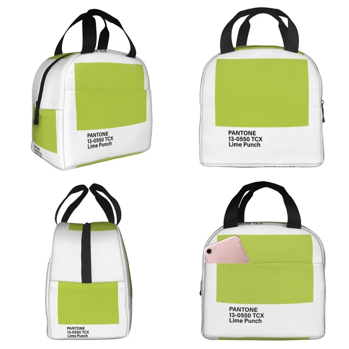 Pantone 13-0550 TCX Lime Punch Insulated Lunch Bag for Kids School Cooler Thermal Food Box Tote Leakproof Lunch Boxes Container