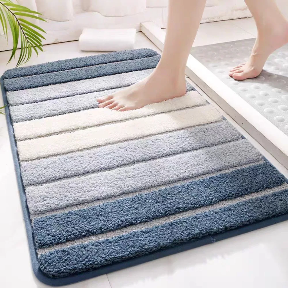 

Home Decor Absorbent Stripe Bath Mat Rectangular Thickened Piano Keys Bath Rug Soft Contrasting Colors Entrance Mat Hotel