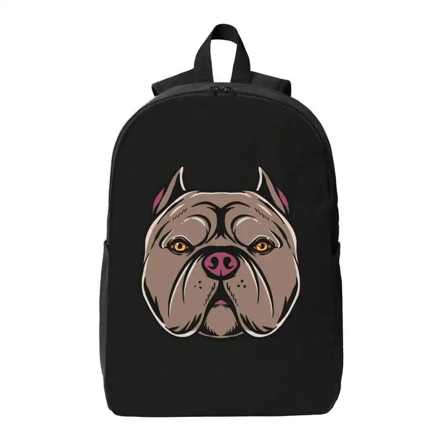 

Stylish Dog Face Print Backpack For Adults Laptop Book Bag Zipper Closure